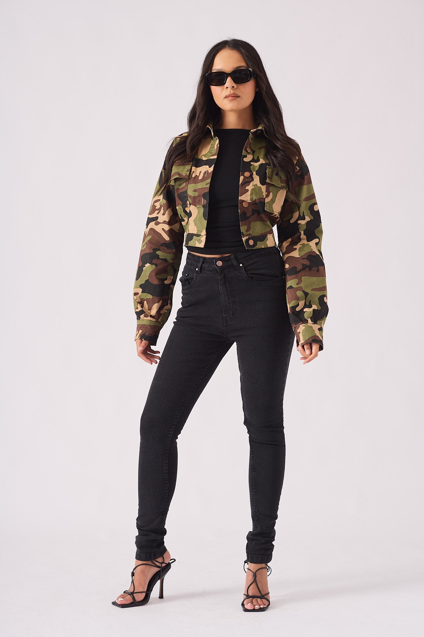 Trek Military Cropped Denim Jacket – Camo - JMOJO - Women's Cropped Denim Jackets