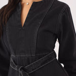 V - NECK WRAP DRESS - BLACK - JMOJO - Women's Denim Dresses