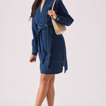 V - NECK WRAP DRESS - DARK BLUE - JMOJO - Women's Denim Dresses