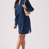 V - NECK WRAP DRESS - DARK BLUE - JMOJO - Women's Denim Dresses