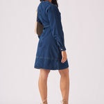V - NECK WRAP DRESS - DARK BLUE - JMOJO - Women's Denim Dresses