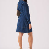 V - NECK WRAP DRESS - DARK BLUE - JMOJO - Women's Denim Dresses