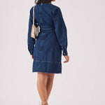 V - NECK WRAP DRESS - DARK BLUE - JMOJO - Women's Denim Dresses