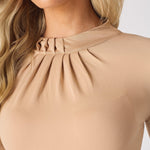 Vita Long Sleeve High Neck Bodysuit – Beige - JMOJO - Women's bodysuit