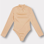 Vita Long Sleeve High Neck Bodysuit – Beige - JMOJO - Women's bodysuit