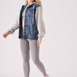 Warden Hooded Denim Jacket – Mid Blue Wash - JMOJO - Women's Fleece Hooded Denim Jackets