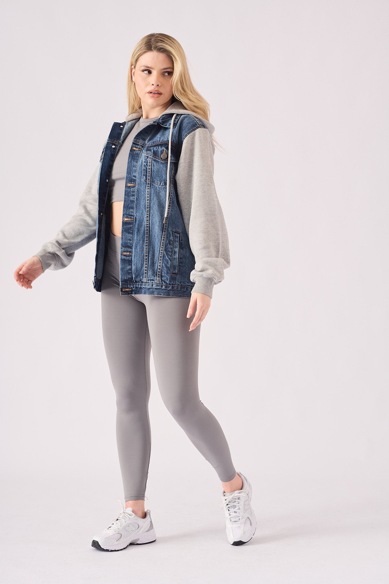 Warden Hooded Denim Jacket – Mid Blue Wash - JMOJO - Women's Fleece Hooded Denim Jackets