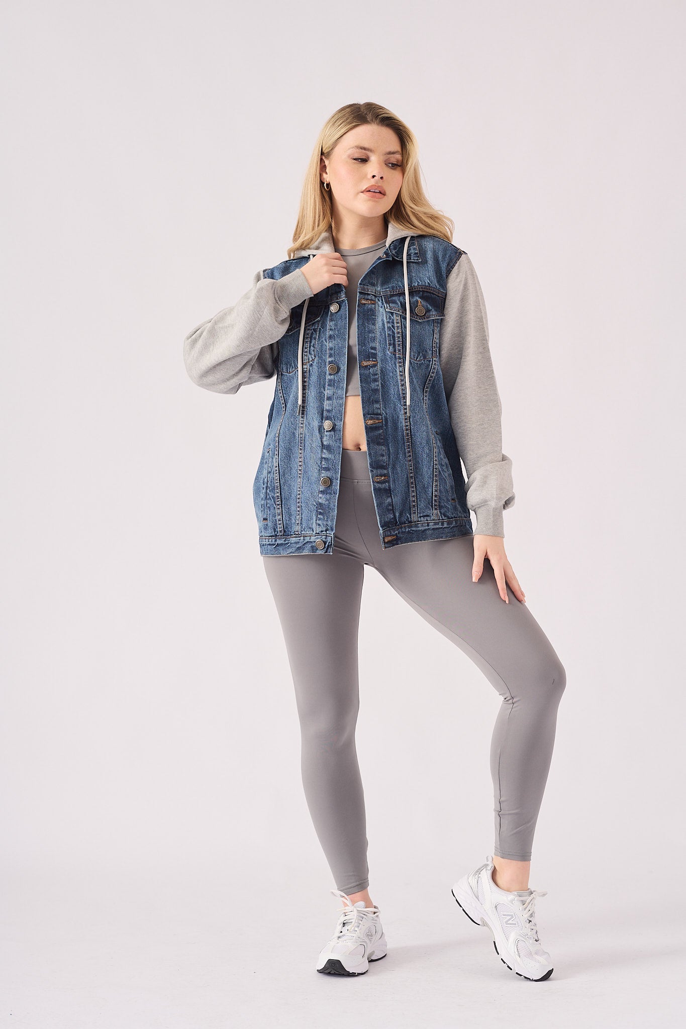 Warden Hooded Denim Jacket – Mid Blue Wash - JMOJO - Women's Fleece Hooded Denim Jackets