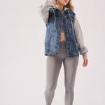 Warden Hooded Denim Jacket – Mid Blue Wash - JMOJO - Women's Fleece Hooded Denim Jackets