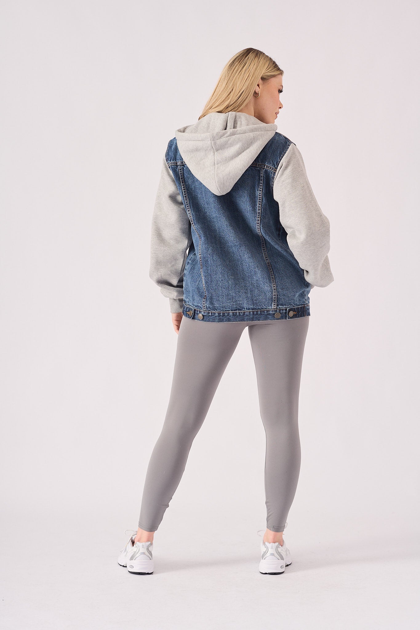 Warden Hooded Denim Jacket – Mid Blue Wash - JMOJO - Women's Fleece Hooded Denim Jackets