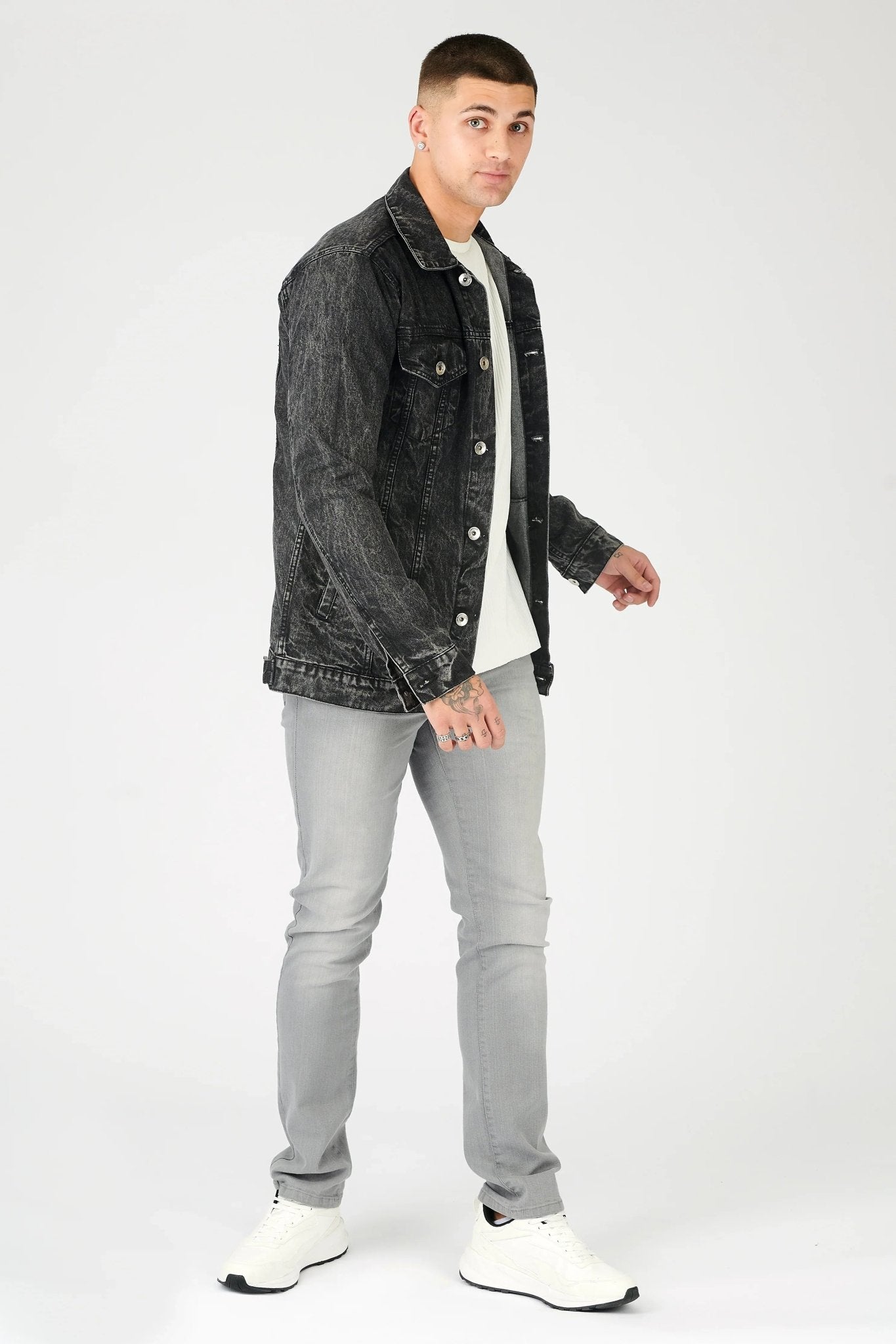 WESTERN DENIM JACKET - BLACK ACID WASH - JMOJO - Men's Denim Jackets