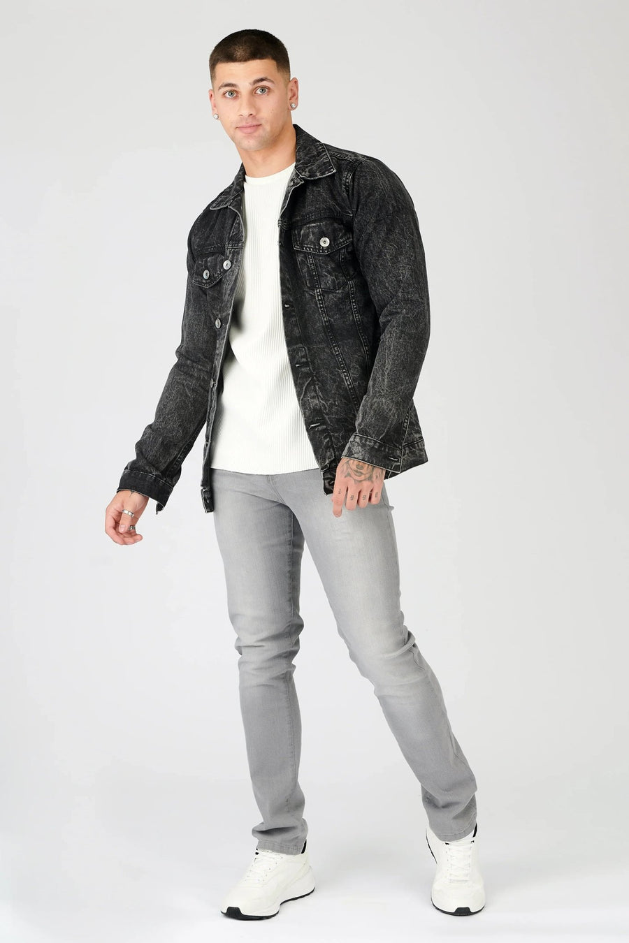 WESTERN DENIM JACKET - BLACK ACID WASH - JMOJO - Men's Denim Jackets