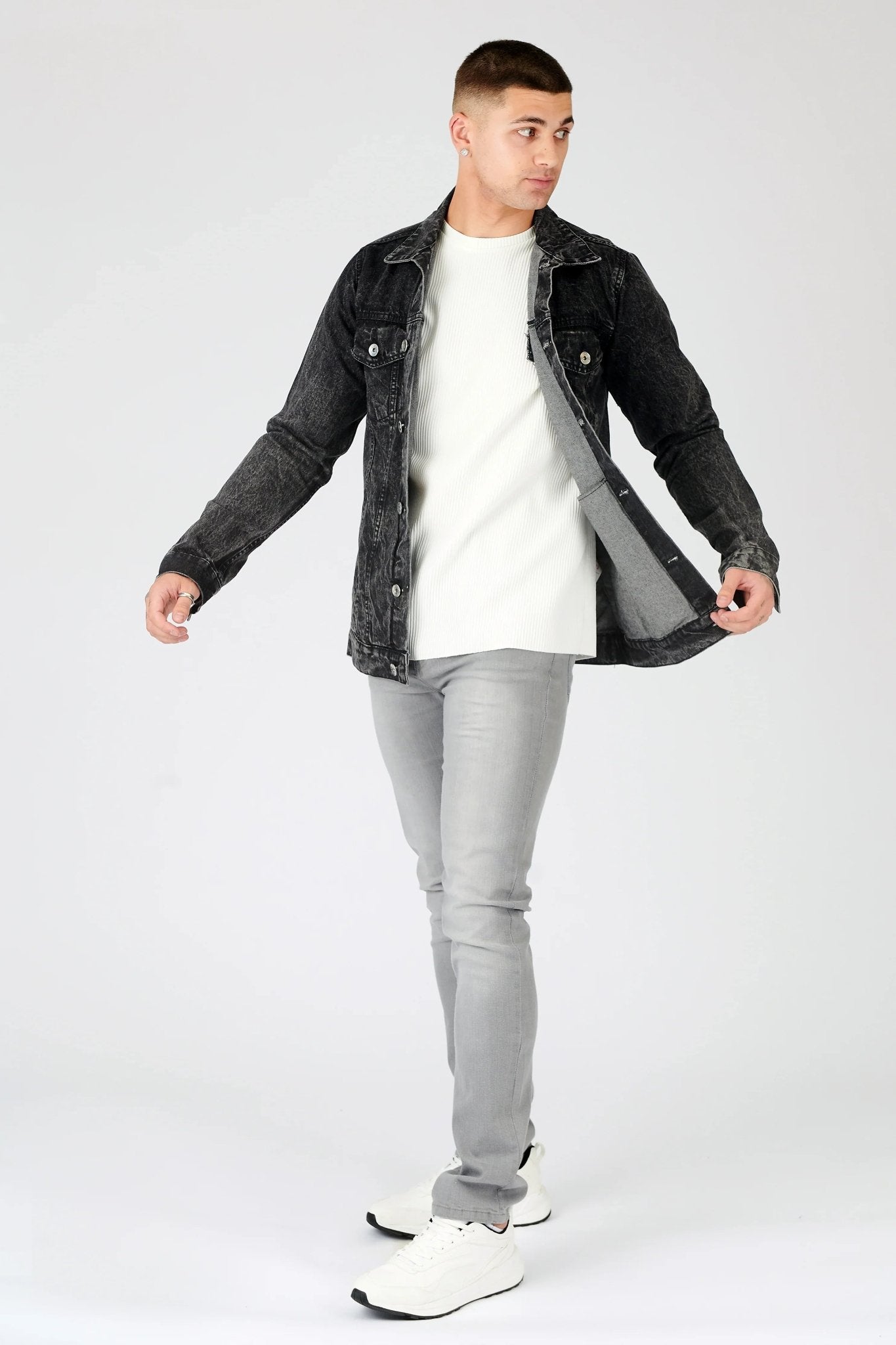 WESTERN DENIM JACKET - BLACK ACID WASH - JMOJO - Men's Denim Jackets