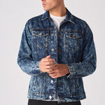 WESTERN DENIM JACKET - BLUE MARBLE - JMOJO - Men's Denim Jackets
