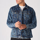 WESTERN DENIM JACKET - BLUE MARBLE - JMOJO - Men's Denim Jackets