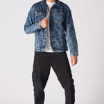 WESTERN DENIM JACKET - BLUE MARBLE - JMOJO - Men's Denim Jackets