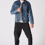 WESTERN DENIM JACKET - BLUE MARBLE - JMOJO - Men's Denim Jackets