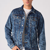 WESTERN DENIM JACKET - BLUE MARBLE - JMOJO - Men's Denim Jackets