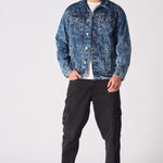 WESTERN DENIM JACKET - BLUE MARBLE - JMOJO - Men's Denim Jackets
