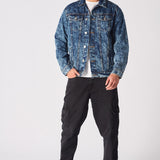 WESTERN DENIM JACKET - BLUE MARBLE - JMOJO - Men's Denim Jackets