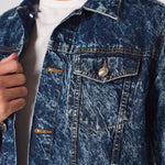 WESTERN DENIM JACKET - BLUE MARBLE - JMOJO - Men's Denim Jackets