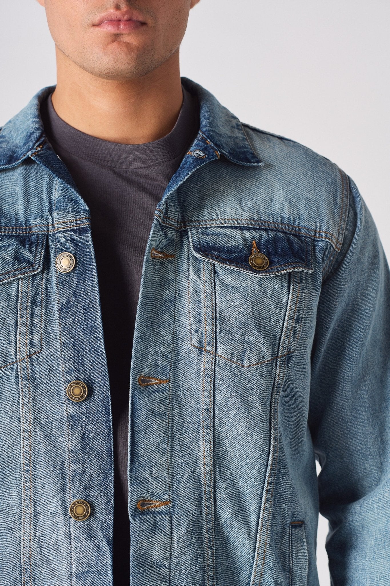 WESTERN DENIM JACKET - VINTAGE BLUE - JMOJO - Men's Denim Jackets