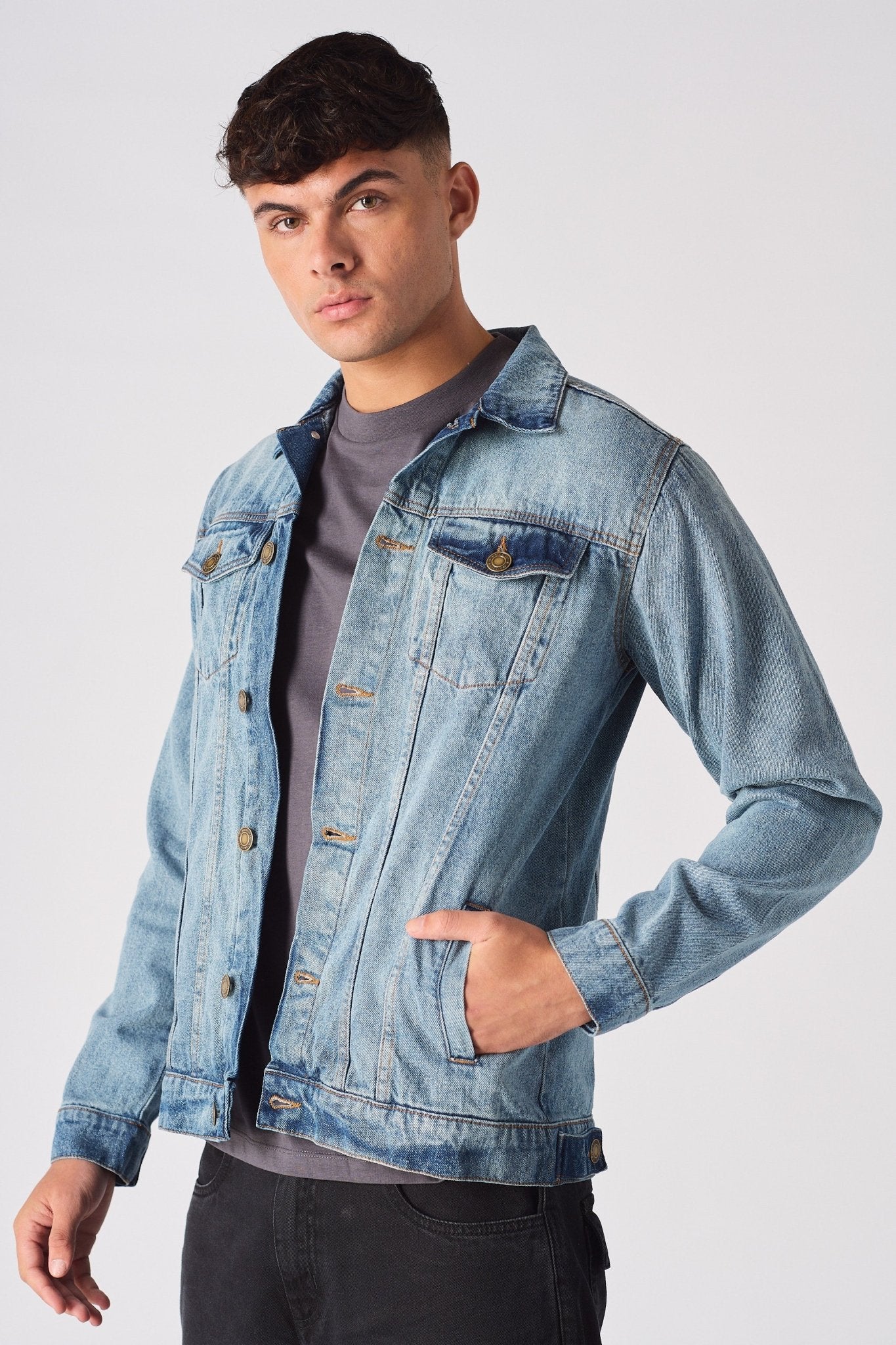 WESTERN DENIM JACKET - VINTAGE BLUE - JMOJO - Men's Denim Jackets