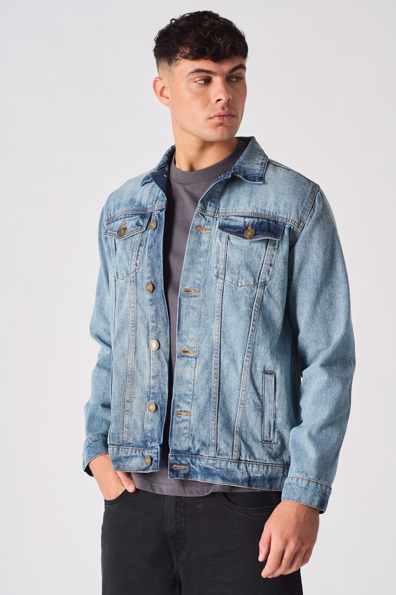 WESTERN DENIM JACKET - VINTAGE BLUE - JMOJO - Men's Denim Jackets