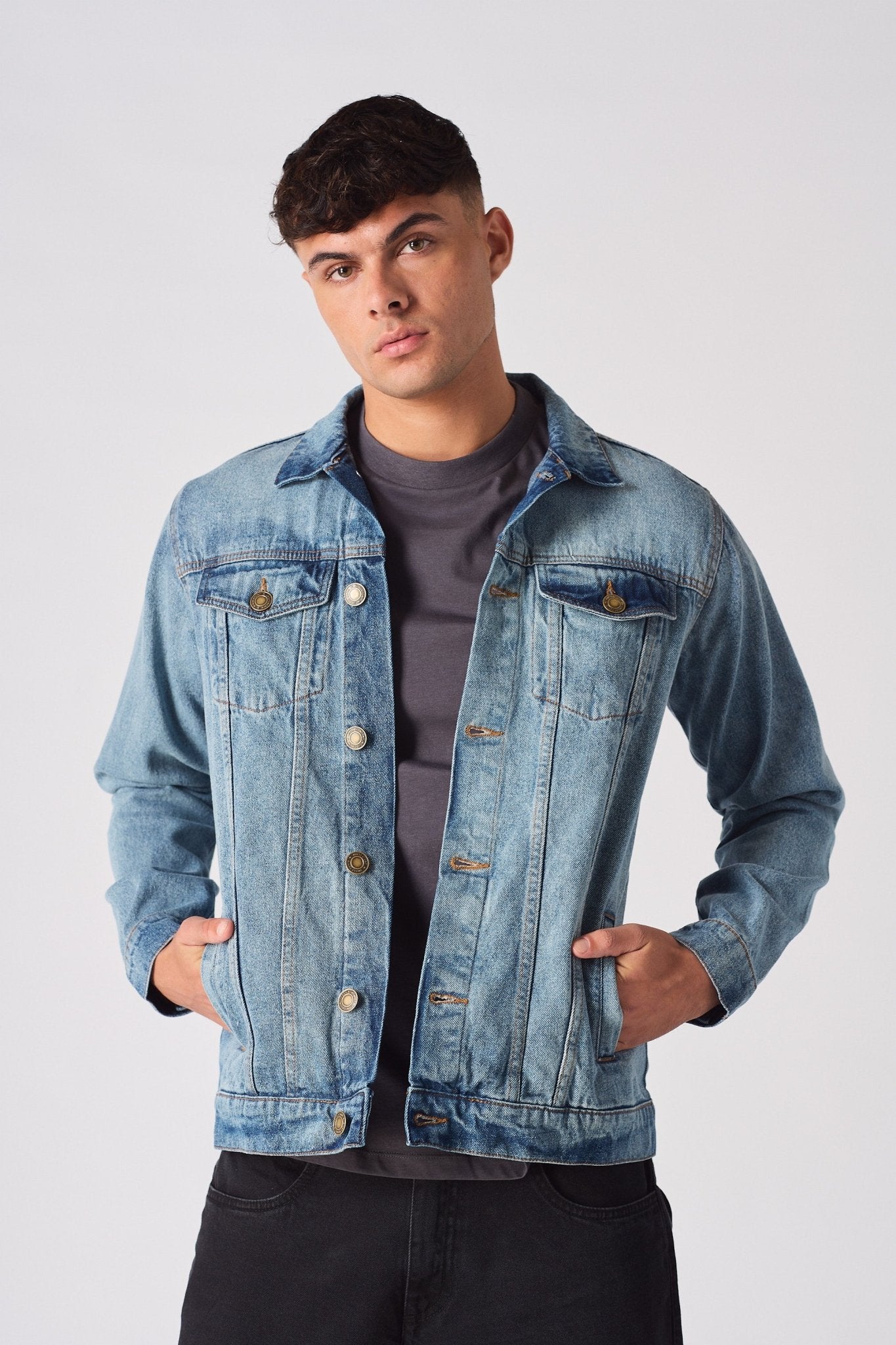 WESTERN DENIM JACKET - VINTAGE BLUE - JMOJO - Men's Denim Jackets