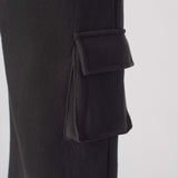 WIDE LEG CARGO JOGGERS - BLACK - JMOJO - Women's Wide Leg Cargo Joggers
