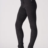 womens black skinny biker jeans side profile high waist fit