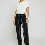 Womens Black Wash jeans straight leg fit front pose