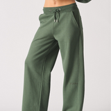 Womens dark green wide leg joggers with hoodie