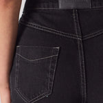 Close-up of back pocket and contrast stitching on Women's Straight Leg Jeans Black Wash
