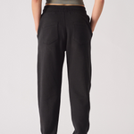 Back view of the women's tapered joggers with back pocket details