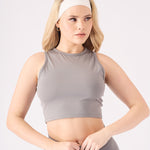 Zari Essential Racer Neck Crop Top – Grey - JMOJO - Women's Athleisure Crop Top