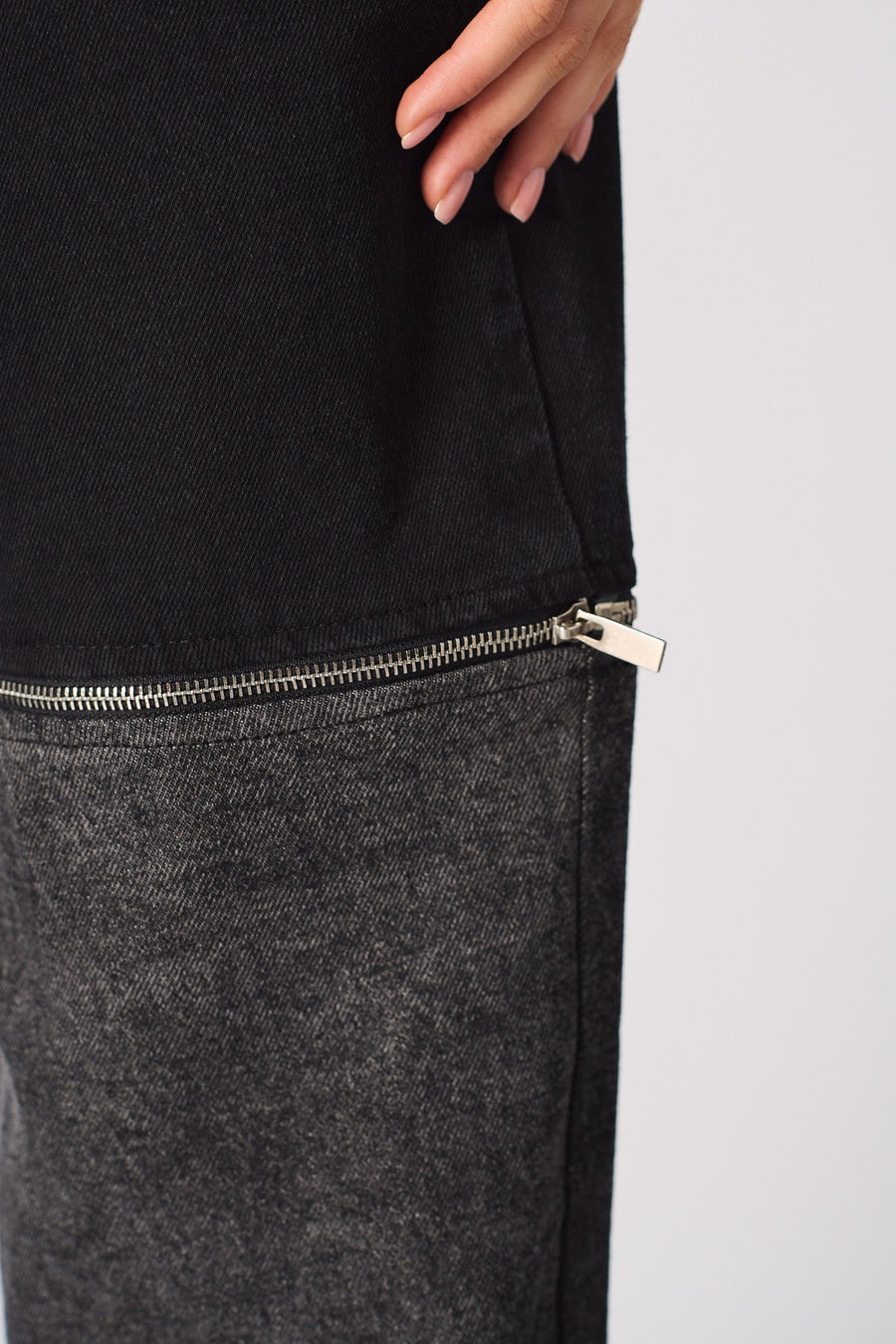 ZARIA 2 - in - 1 Detachable Wide Leg Jeans - Black Acid Wash - JMOJO - Women's Wide leg Jeans Detachable