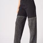 ZARIA 2 - in - 1 Detachable Wide Leg Jeans - Black Acid Wash - JMOJO - Women's Wide leg Jeans Detachable