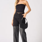 ZARIA 2 - in - 1 Detachable Wide Leg Jeans - Black Acid Wash - JMOJO - Women's Wide leg Jeans Detachable