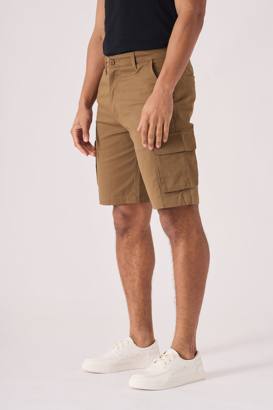 3D POCKET CARGO SHORTS - BROWN -  Men's Cargo Denim Shorts