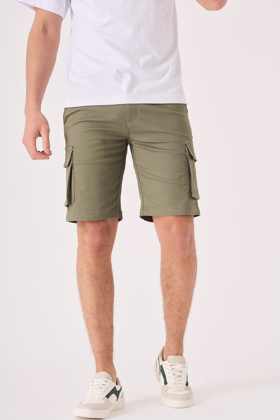 3D POCKET CARGO SHORTS - GREEN -  Men's Cargo Denim Shorts