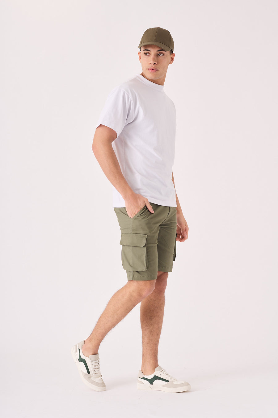 3D POCKET CARGO SHORTS - GREEN -  Men's Cargo Denim Shorts