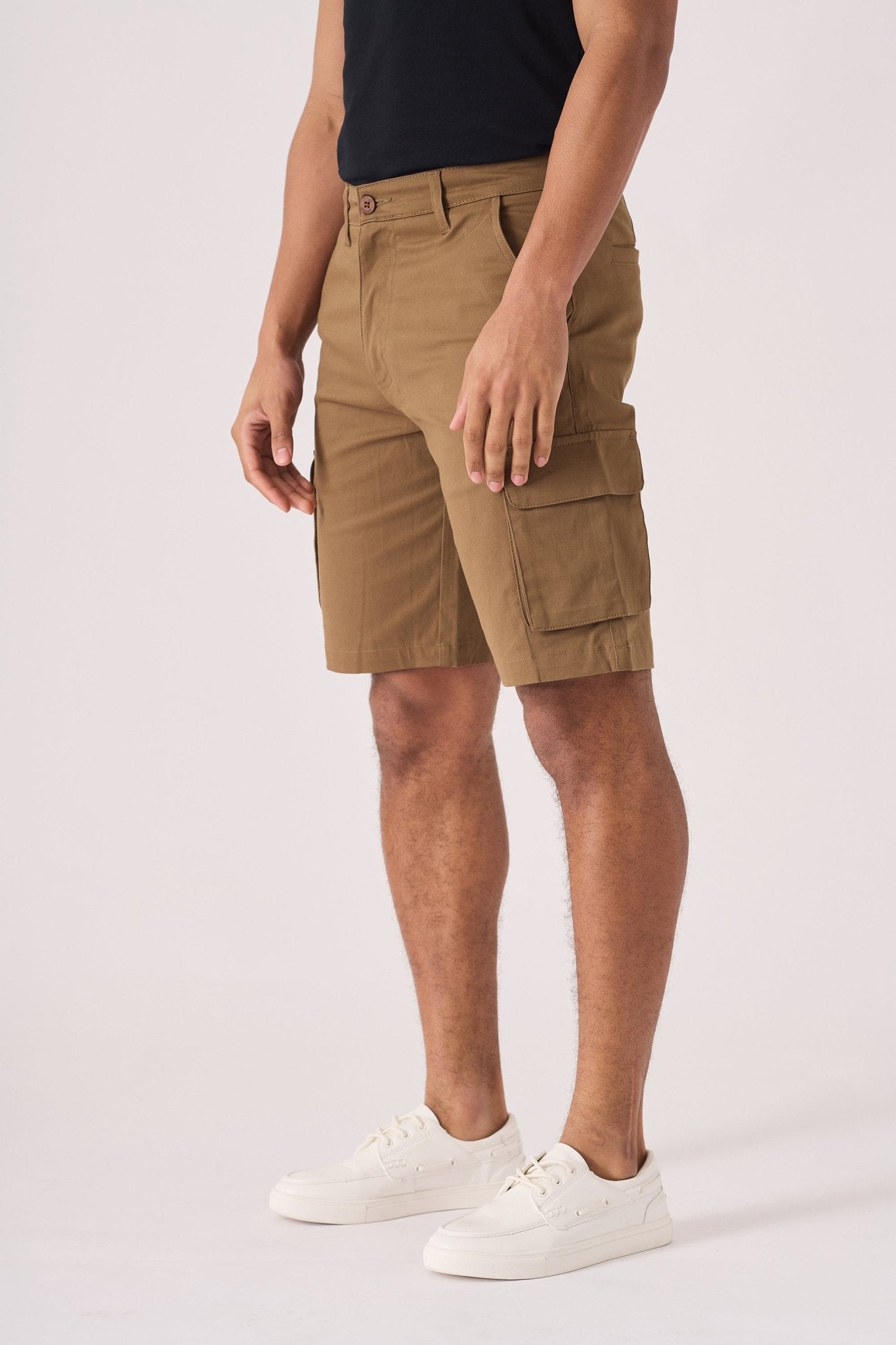 3D POCKET CARGO SHORTS - BROWN - JMOJO - Men's Cargo Denim Shorts