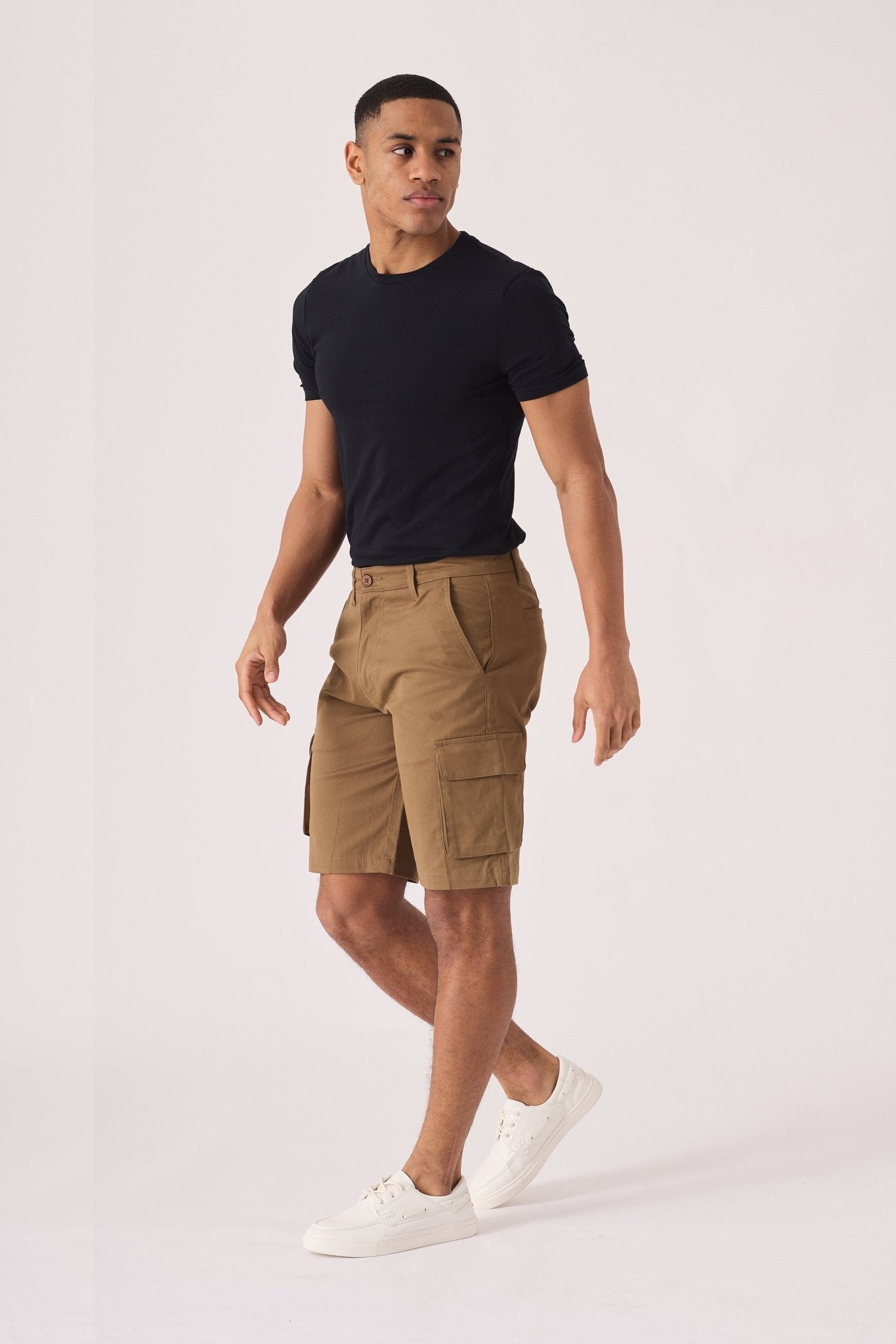 3D POCKET CARGO SHORTS - BROWN - JMOJO - Men's Cargo Denim Shorts