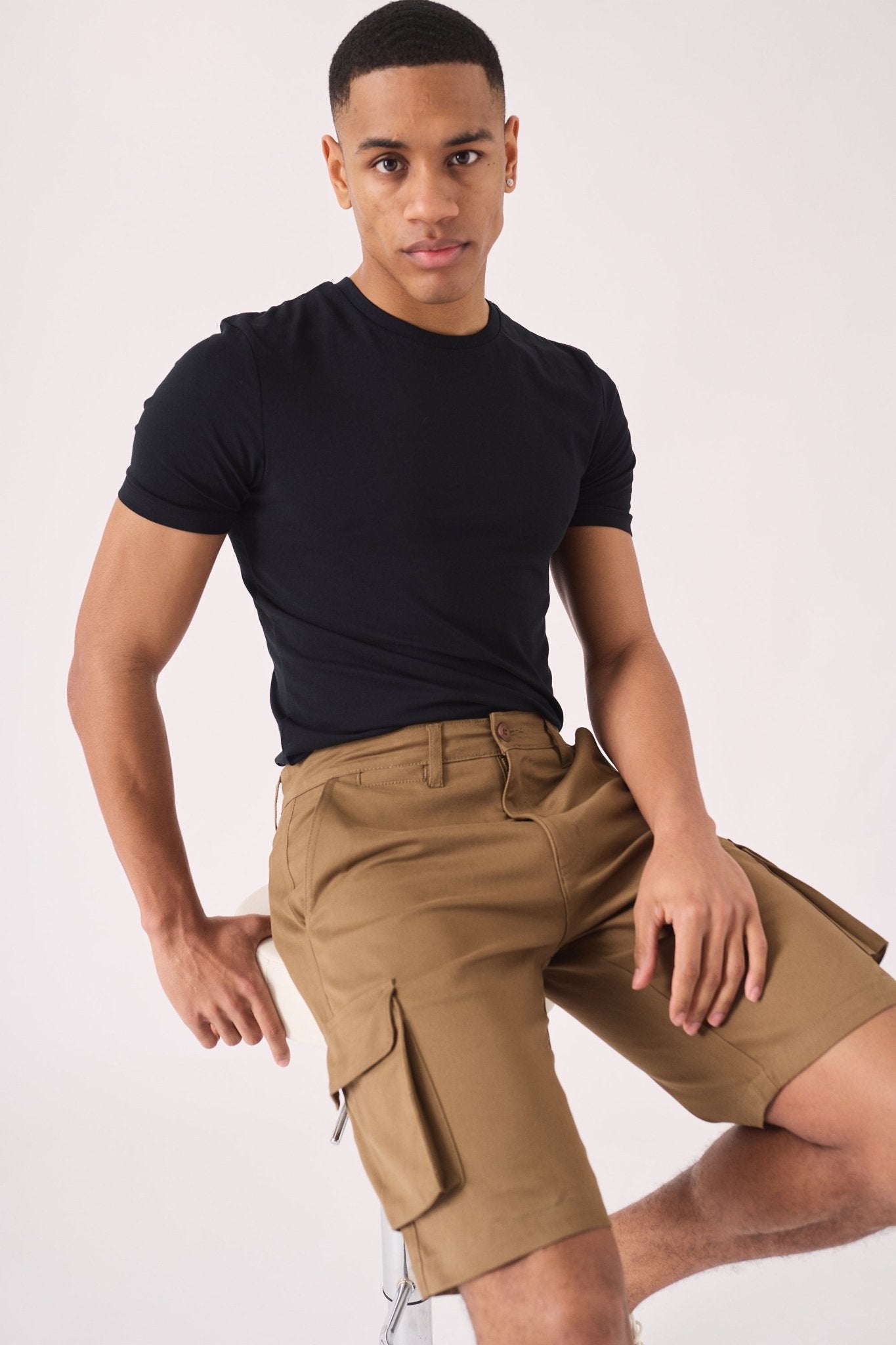 3D POCKET CARGO SHORTS - BROWN - JMOJO - Men's Cargo Denim Shorts