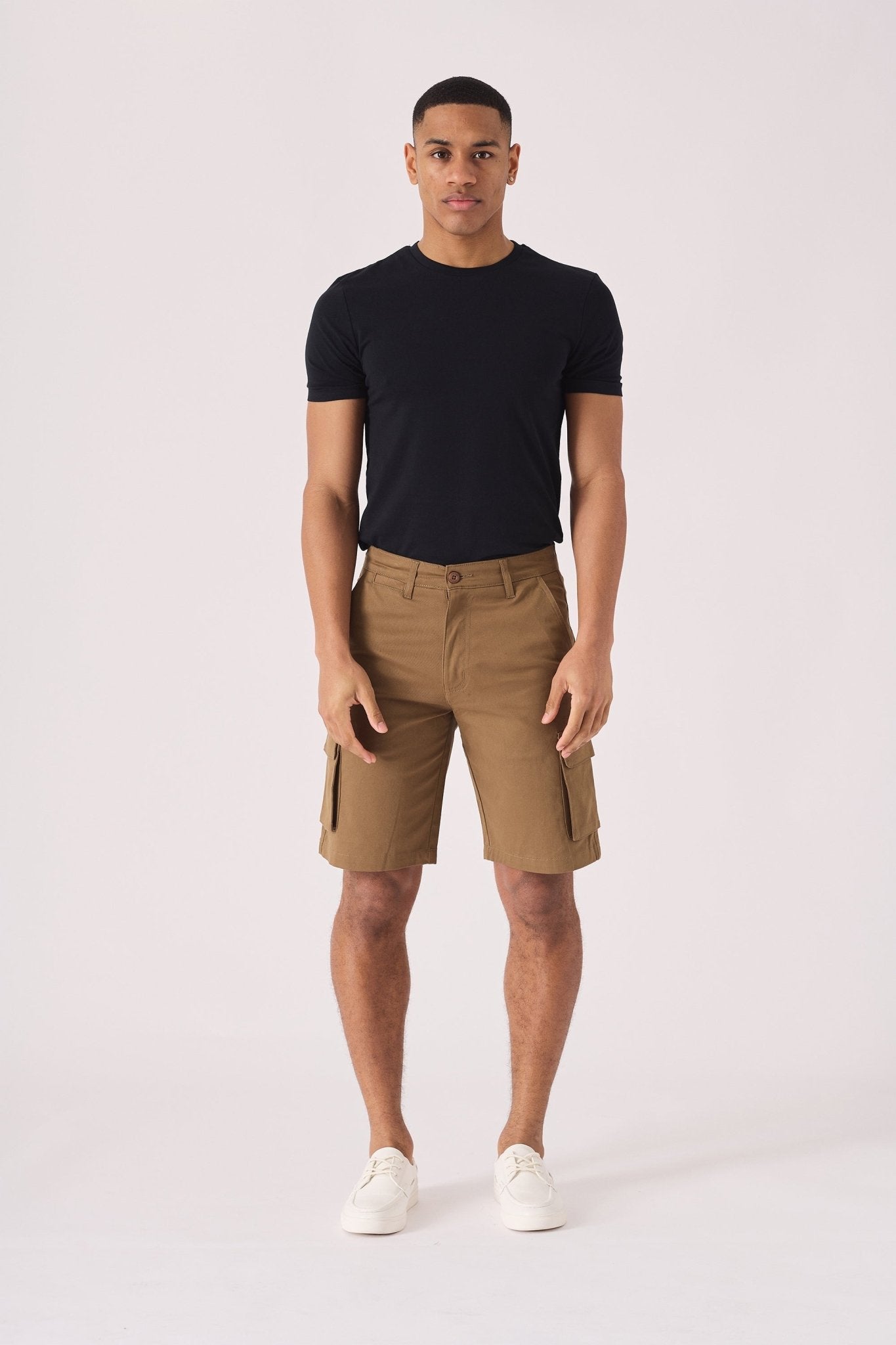 3D POCKET CARGO SHORTS - BROWN - JMOJO - Men's Cargo Denim Shorts