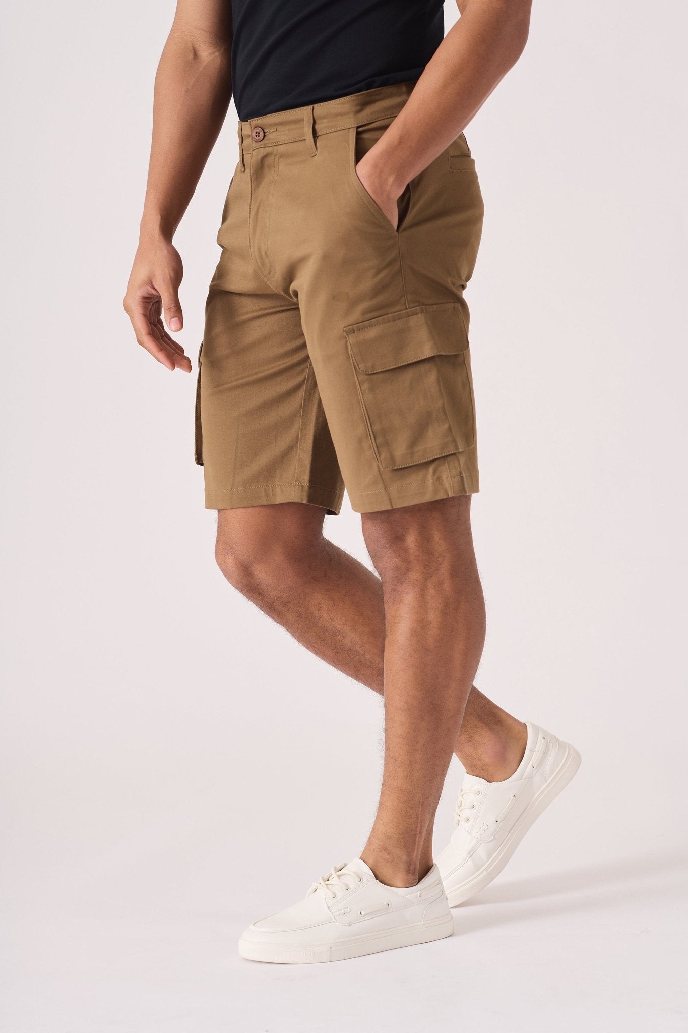 3D POCKET CARGO SHORTS - BROWN - JMOJO - Men's Cargo Denim Shorts