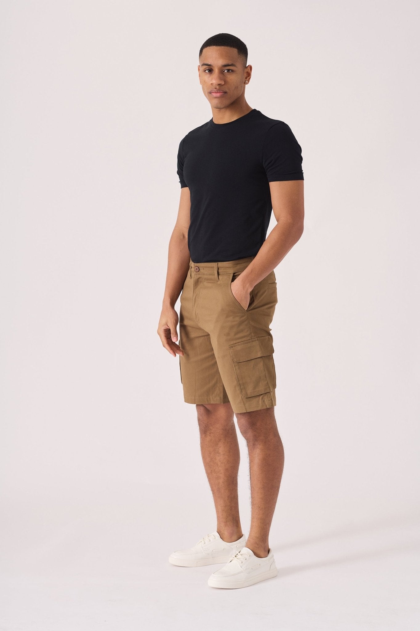 3D POCKET CARGO SHORTS - BROWN - JMOJO - Men's Cargo Denim Shorts