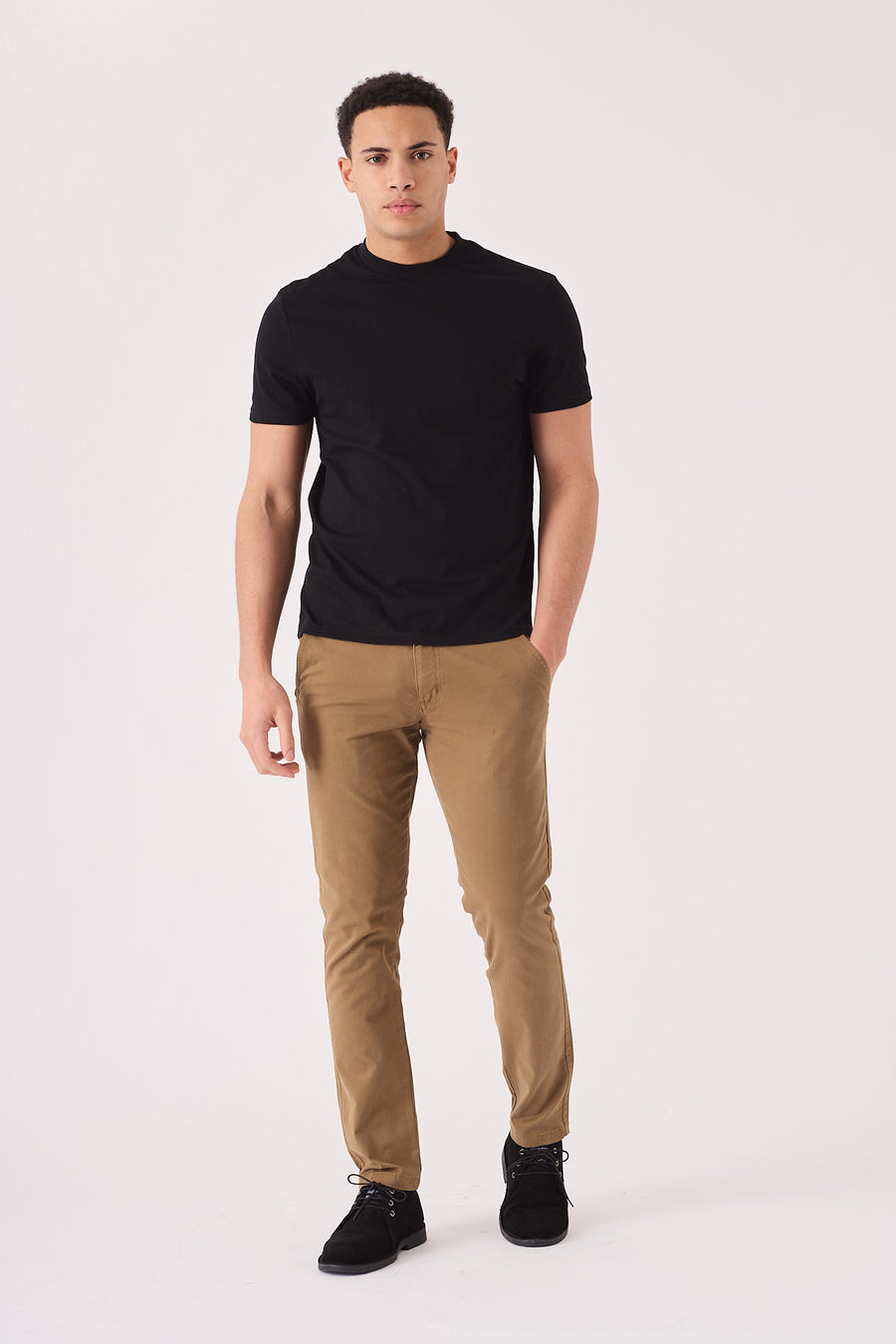 ASHFORD Stretch Slim Fit Chino Pants - Light Brown -  Men's Chino Trousers