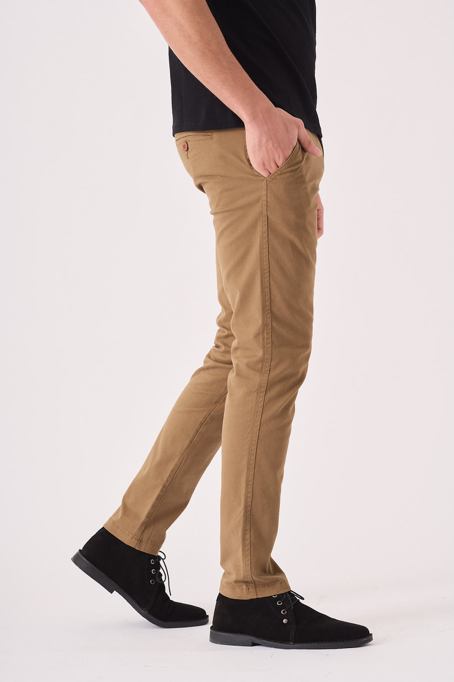 ASHFORD Stretch Slim Fit Chino Pants - Light Brown -  Men's Chino Trousers